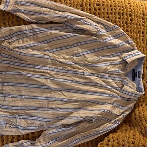 Tommy Hilfiger Tan and Blue Casual Button Down Shirt